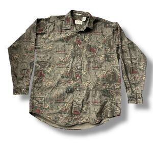 Vintage 90s Eddie Bauer Elkborn Canvas Shirt Realtree Outdoor Workwear XL T